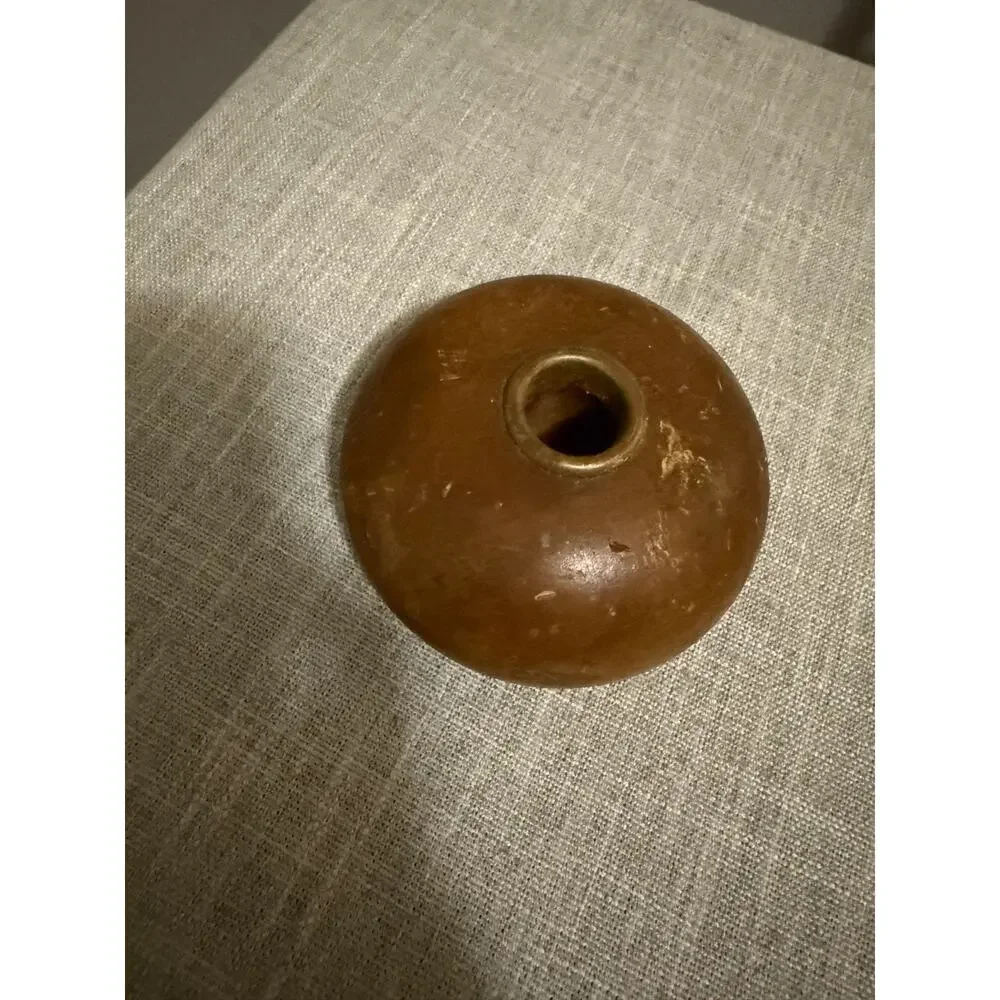 Vintage Table Wood Candle Holder Gold Rim